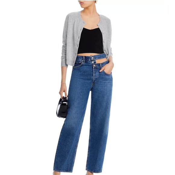 AQUA Cashmere Crewneck Cashmere Cardigan - 100% Exclusive - XS - Picture 4 of 6